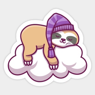 Cute Sloth Sleeping On Cloud Sticker